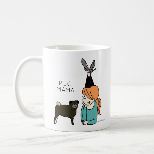 Personalized Pug Mama Coffee Mug (Left)