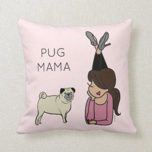 Personalized Pug Mama Throw Pillow