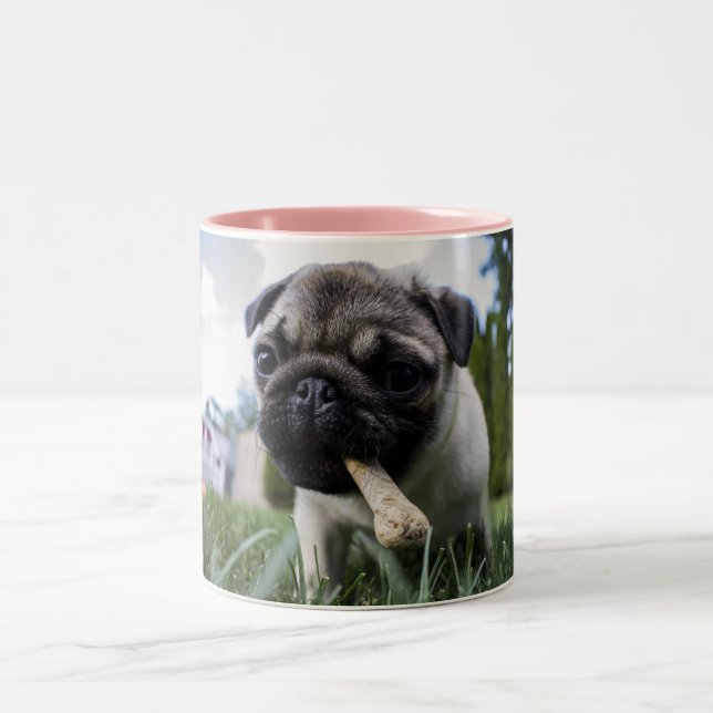Personalized Pug Photo Dog Lover Two-Tone Coffee Mug (Center)
