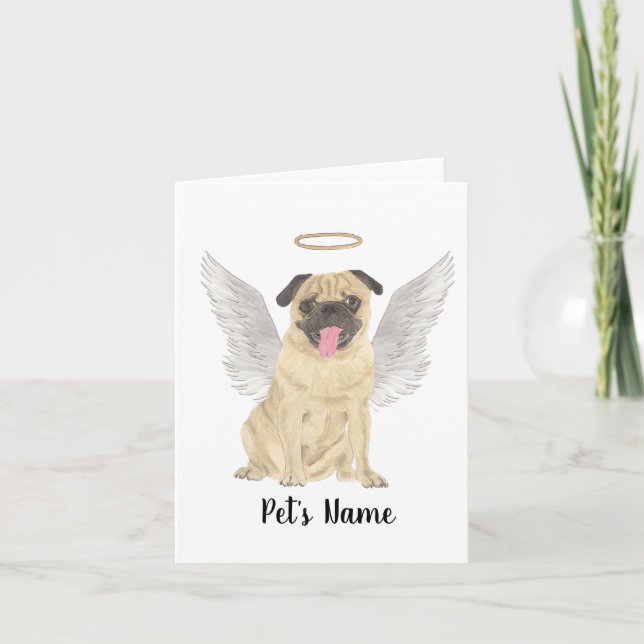 Personalized Pug Sympathy Memorial Card (Front)