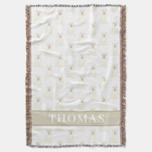 Personalized Pug (White)  Throw Blanket