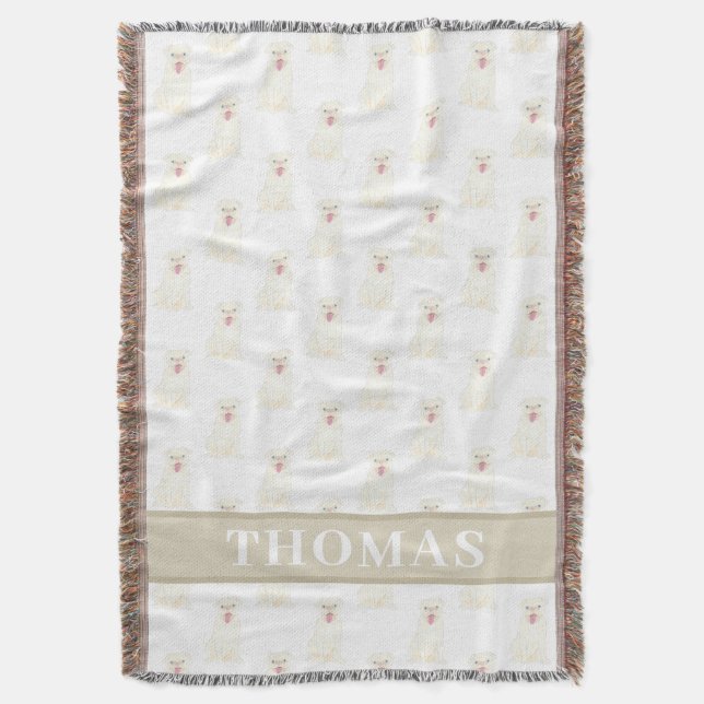 Personalized Pug (White)  Throw Blanket (Front Vertical)