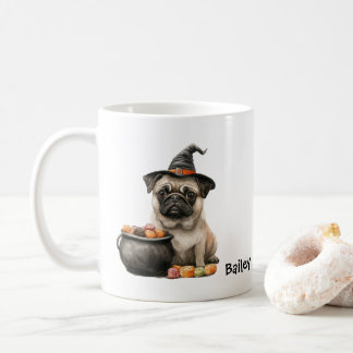 Personalized Pug Witch Halloween Dog Coffee Mug