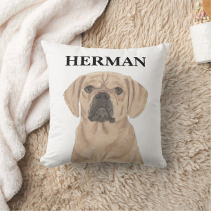 Personalized Puggle Reversible Throw Pillow