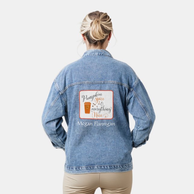Personalized Pumpkin and Spice for Anytime Denim Jacket (Model)