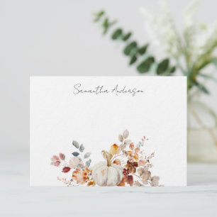 Personalized Pumpkin Autumn Fall Flat Note Card