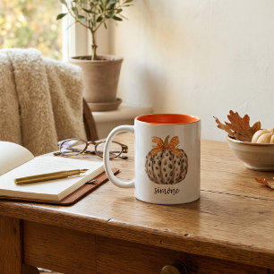 Personalized Pumpkin Fall   Orange Autumn Harvest Two-Tone Coffee Mug