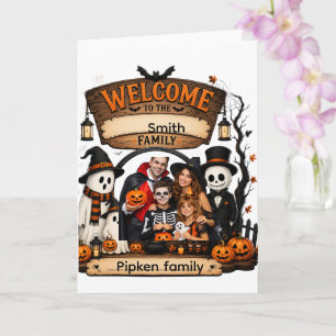 Personalized Pumpkin Family Halloweensign Card