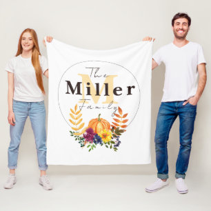Personalized pumpkin floral    fleece blanket