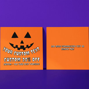 Personalized Pumpkin Halloween Custom Text Discount Card