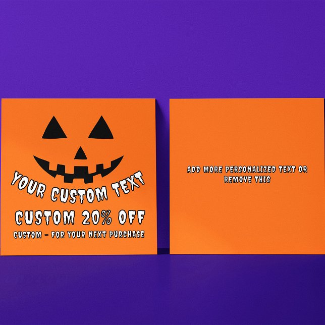 Personalized Pumpkin Halloween Custom Text Discount Card (Creator Uploaded)