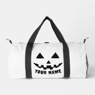 Personalized Pumpkin Halloween Name Black & White Duffle Bag