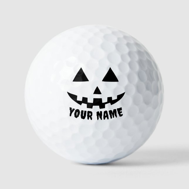 Personalized Pumpkin Halloween Name Black & White Golf Balls (Front)