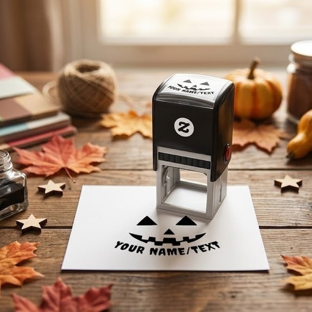 Personalized Pumpkin Halloween Name Black & White Self-inking Stamp (Creator Uploaded)