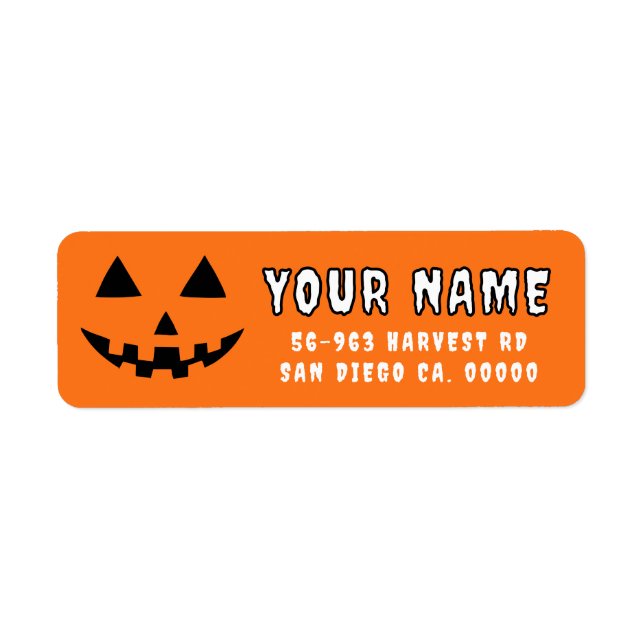 Personalized Pumpkin Halloween Your Name Address (Front)