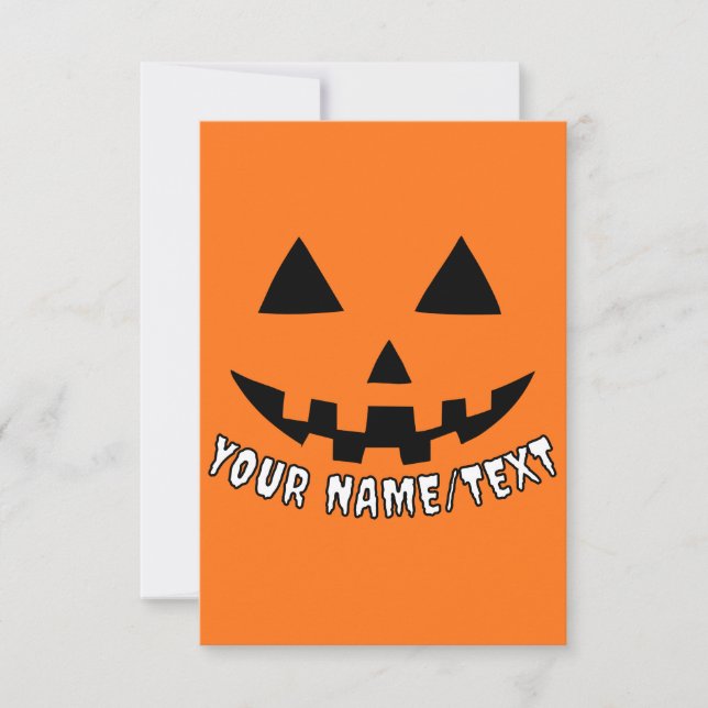 Personalized Pumpkin Halloween Your Name or TEXT Card (Front)
