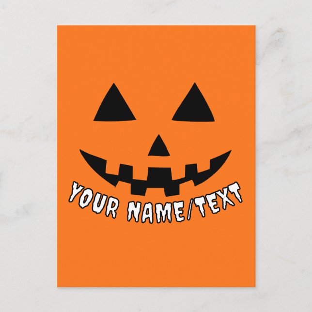 Personalized Pumpkin Halloween Your Name or TEXT Postcard (Front)