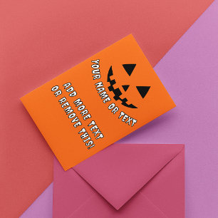 Personalized Pumpkin Halloween Your Name & Text Invitation Postcard
