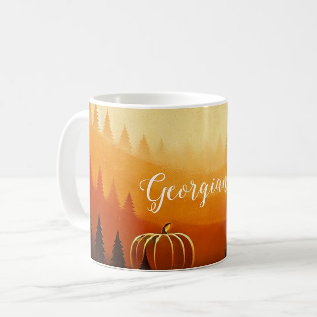 Personalized Pumpkin Harvest Autumnal Harvest Coffee Mug (Front Left)