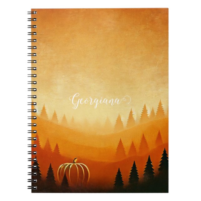 Personalized Pumpkin Harvest Autumnal Harvest Notebook (Front)
