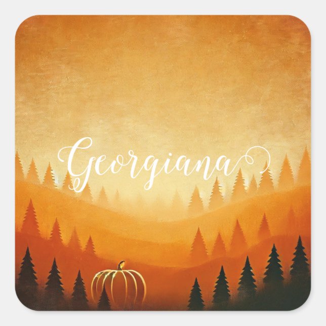 Personalized Pumpkin Harvest Autumnal Harvest Square Sticker (Front)