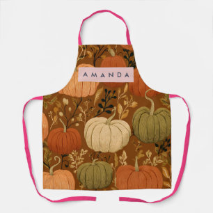 Personalized Pumpkin Harvest Botanical Autumn Apron