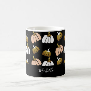 Personalized Pumpkin In Black, Blush, White, Gold Coffee Mug