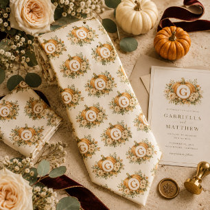Personalized Pumpkin Monogram Wedding Tie
