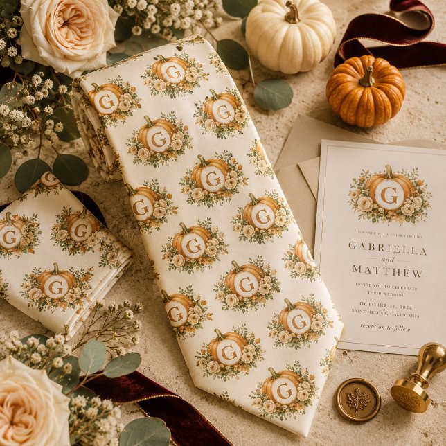 Personalized Pumpkin Monogram Wedding Tie (Creator Uploaded)