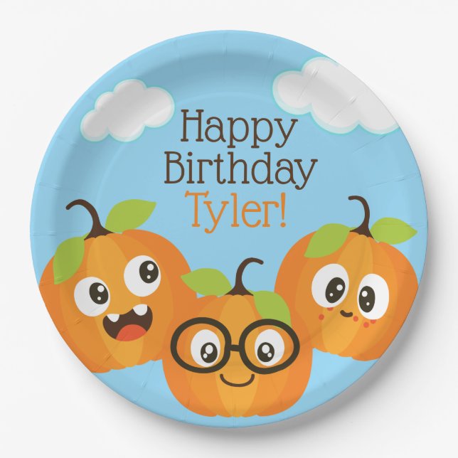 Personalized Pumpkin Patch Farm Kids Birthday Paper Plate (Front)