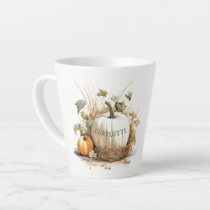 Personalized Pumpkin Patch White Pumpkin Autumn Latte Mug