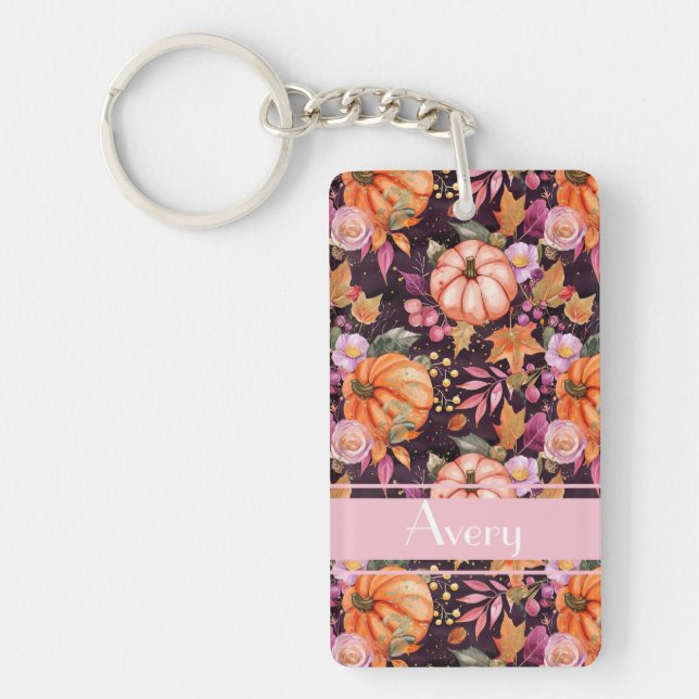 Personalized Pumpkin Pattern Keychain (Front)