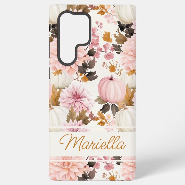 Personalized Pumpkin Pattern Samsung Galaxy S22 Ultra Case (Back)