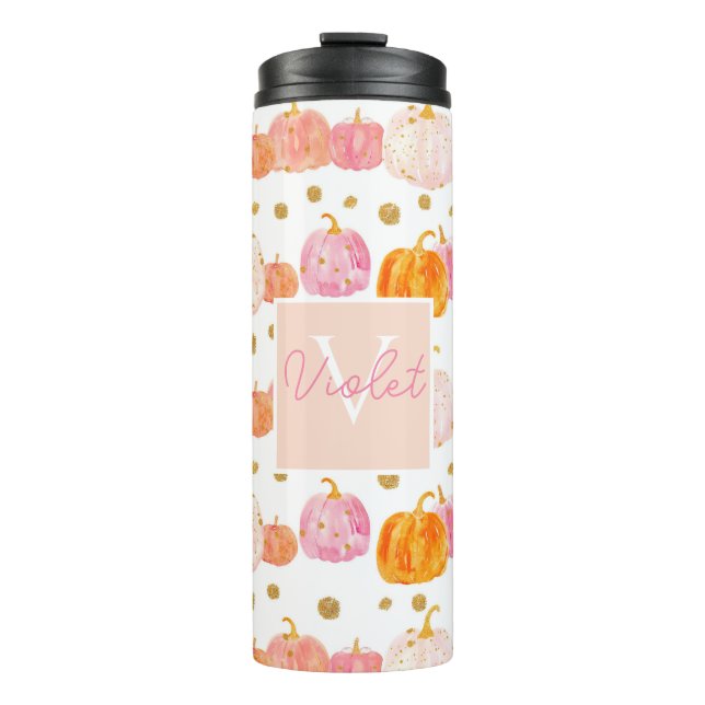 Personalized Pumpkin Pattern Thermal Tumbler (Front)