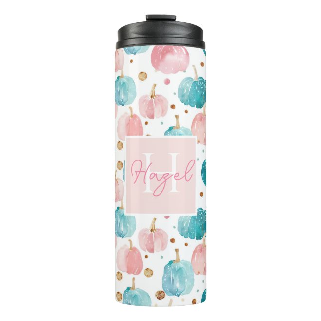 Personalized Pumpkin Pattern Thermal Tumbler (Front)