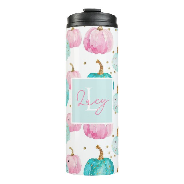 Personalized Pumpkin Pattern Thermal Tumbler (Front)