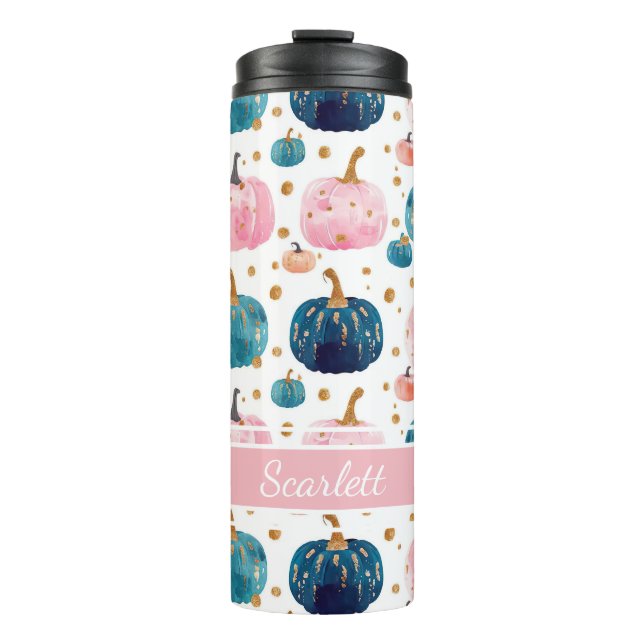 Personalized Pumpkin Pattern Thermal Tumbler (Front)