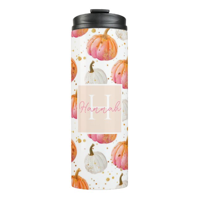 Personalized Pumpkin Pattern Thermal Tumbler (Front)