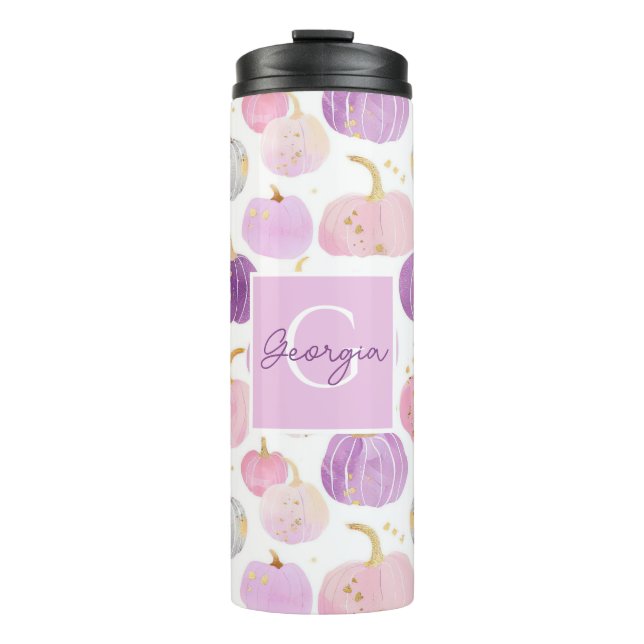 Personalized Pumpkin Pattern Thermal Tumbler (Front)