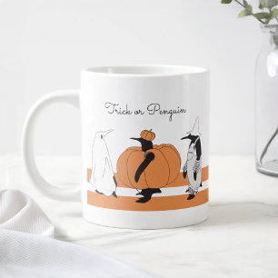 Personalized Pumpkin Penguin Funny Halloween Large Coffee Mug