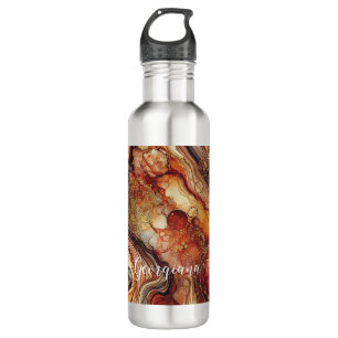 Personalized Pumpkin Spice Autumnal Alcohol Ink 710 Ml Water Bottle
