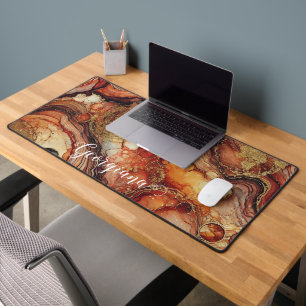 Personalized Pumpkin Spice Autumnal Alcohol Ink Desk Mat