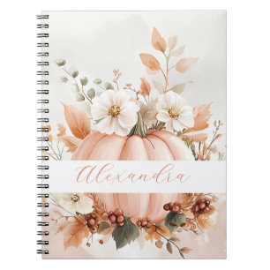 Personalized Pumpkin Watercolor Fall Pattern  Notebook