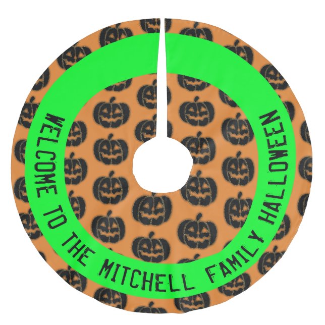 Personalized Pumpkins Halloween Tree Skirt (Front)