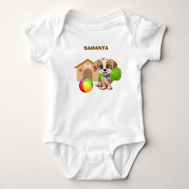 Personalized Puppy Baby Bodysuit (Front)