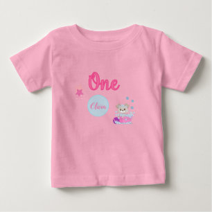 Personalized Puppy Bath One Year Old Girl Birthday Baby T-Shirt