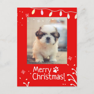 Personalized Puppy Christmas Greeting Postcard