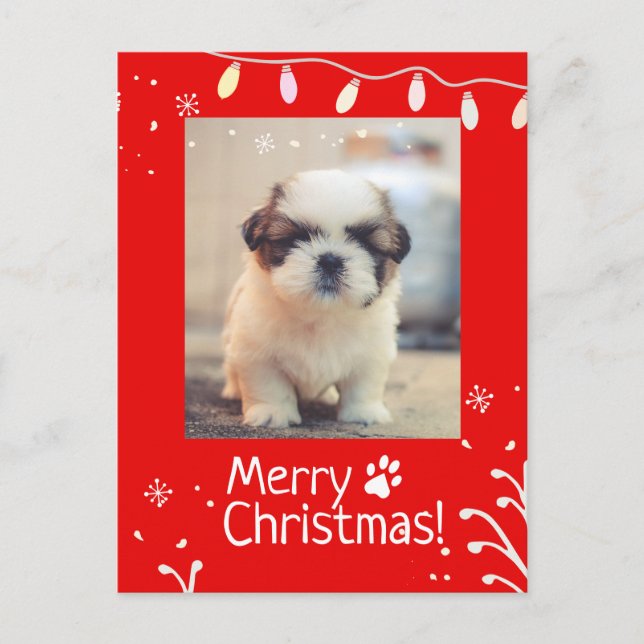Personalized Puppy Christmas Greeting Postcard (Front)
