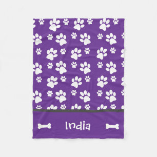 Personalized Puppy Dog Paw Print  Blanket Add Name