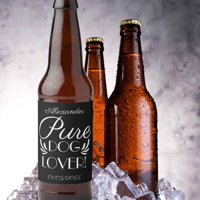 Personalized "Pure Dog Lover" Beer Bottle Label (Personalized "Pure Dog Lover" Beer Bottle Label)